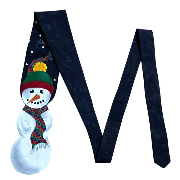 VTG Snowman Holiday Neck Tie Candy Cane Snow Christmas Novelty Jolly Holly Korea - Picture 4 of 8